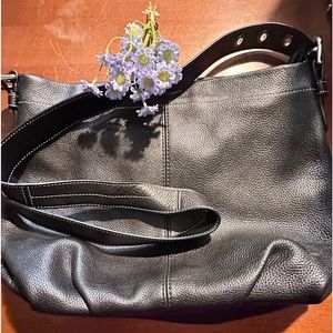 Coach all leather crossbody bag